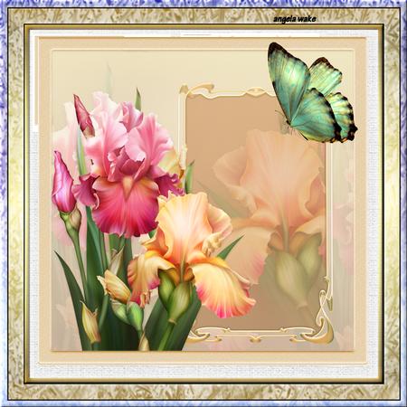 Pink Iris 7.5 X7.5 Card with Decoupage