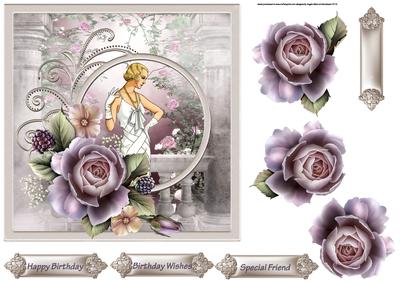 Summer Evening 7x7 Card with Decoupage