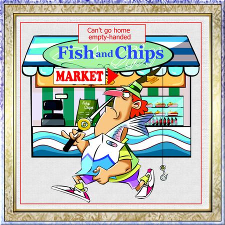Fish for Supper 7.5x7.5card with Decoupage