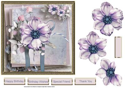 Purple Poppy 7x7 Card with Decoupage