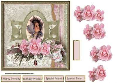 Sun Bonnet 7x7 Card with Decoupage