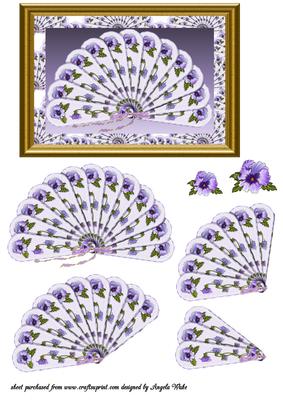 Gold Frame Pansy Fan