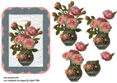 Vintage Vase of Roses