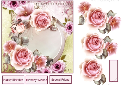 Birthday rose, 7x7 card