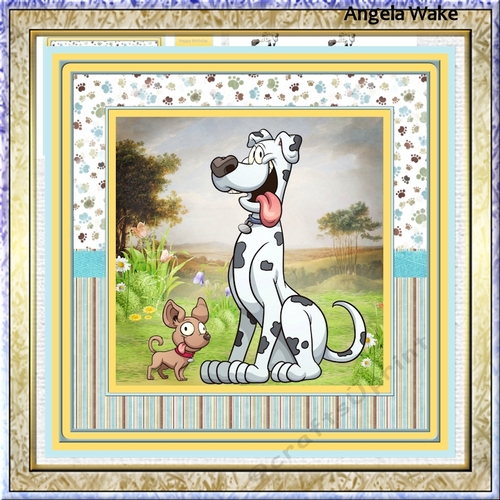 Great Dane and friend 7.5x7.5 card and decoupage