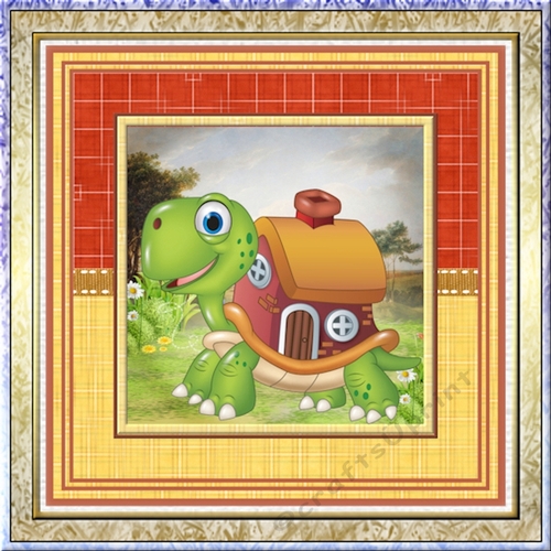 Pastures new, 7.5x7.5 card with large decoupage and sentiment tags