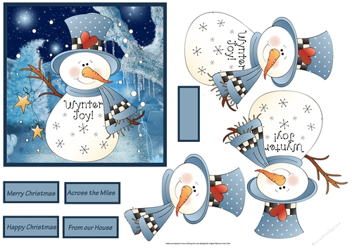 Winter joy snowman 5.5x5.5 card and decoupage