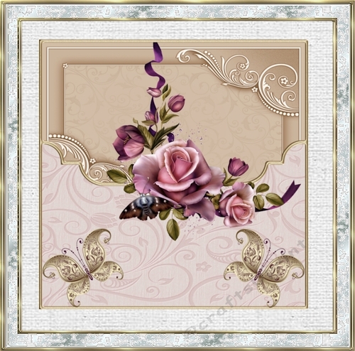 Rose 7.5x7.5 card with decoupage