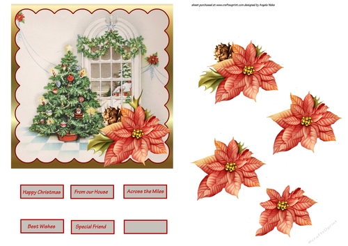 The Christmas tree 5.5x5.5card with decoupage