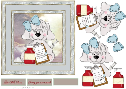 Nurse puppy 7x7 card with decoupage