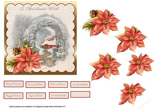 A Christmas wish vintage Christmas 5.5 x5.5 card with decoupage