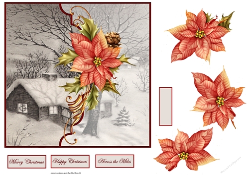 Winter scene 7x7 card with decoupage