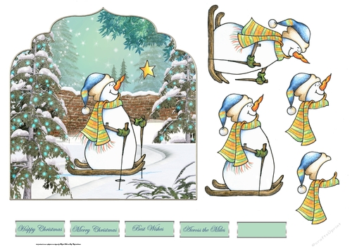 Snowman follow that star shaped card with decoupage