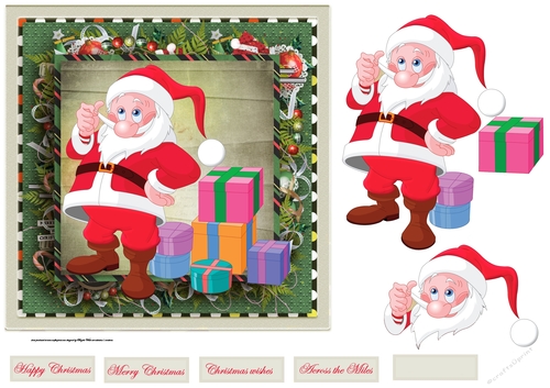 Santas gifts 7x7 card with decoupage