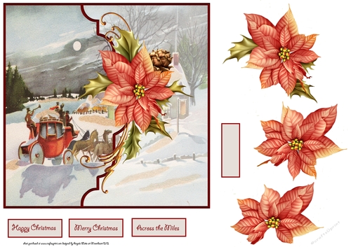 Vintage Christmas at Moonlight 7x7 card with decoupage