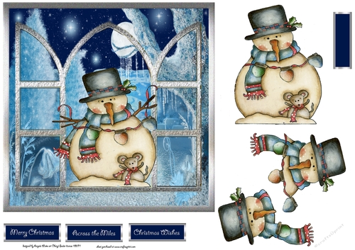 Snowman winter wonderland 7x7 card with decoupage