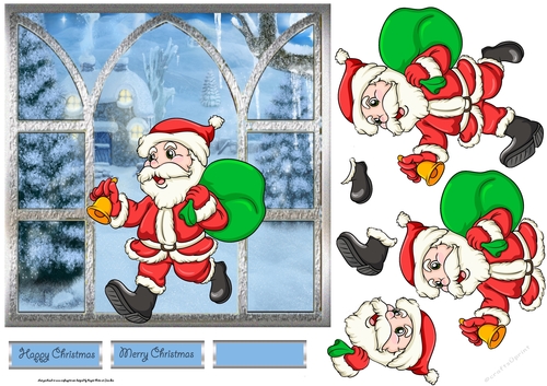 Christmas eve is here 7x7 card with decoupage