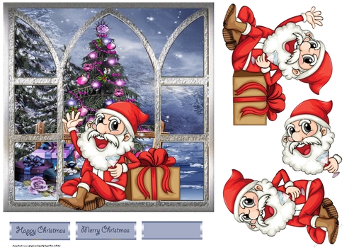 Merry Christmas from Santa 7x7 card with decoupage
