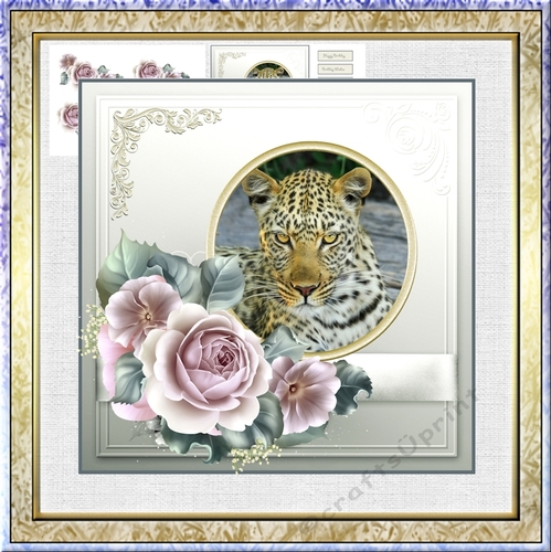 The Leopard 7.5x7.5 card with decoupage