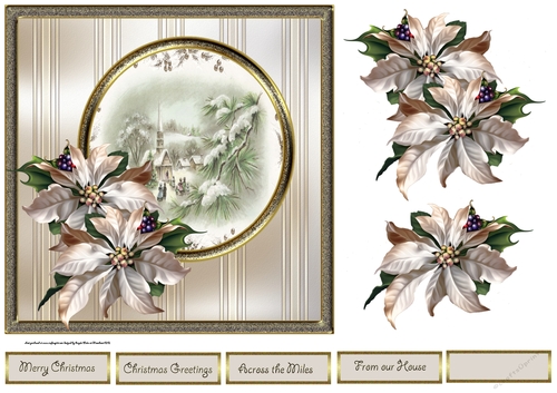 Church service at Christmas 7x7 card with decoupage