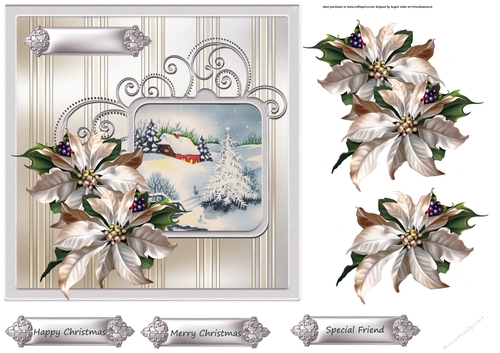 Vintage Christmas 7x7 card with decoupage