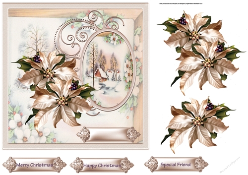 The water mill 7x7 card with decoupage and sentiment tags
