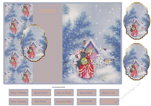 Visiting at Christmas fold back card with toppers and sentiment tags
