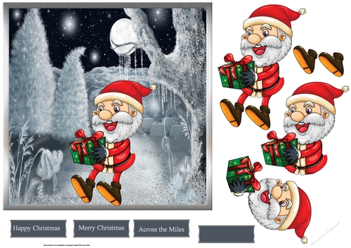 santas gift 7x7 card with decoupage and sentiment tags