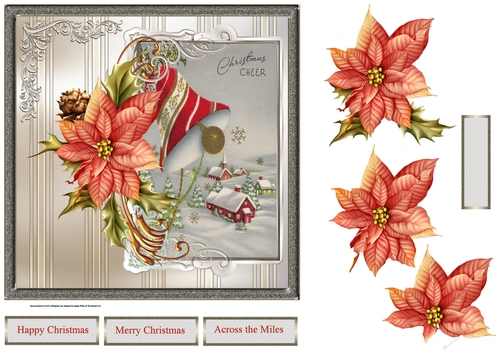 Bells and Christmas cheer 7x7 card with decoupage