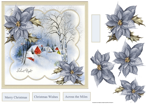 Heavy snowfall 7x7 card with decoupage