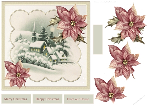 A peaceful night 7x7 card with decoupage and sentiment tags