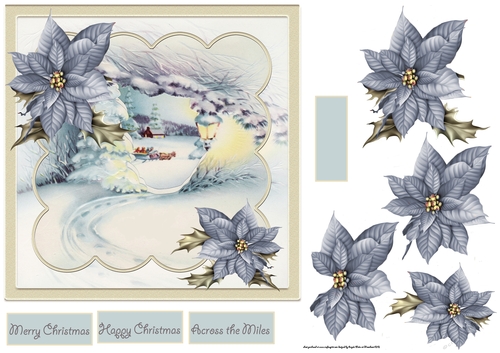 Sleigh ride 7x7 card with decoupage