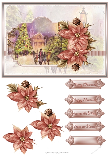 Christmas celebrations A5 card with decoupage
