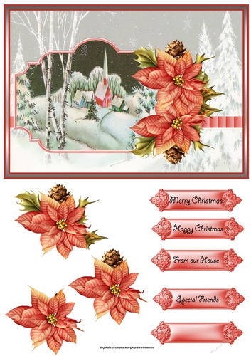 Christmas at midnight A5 card with decoupage