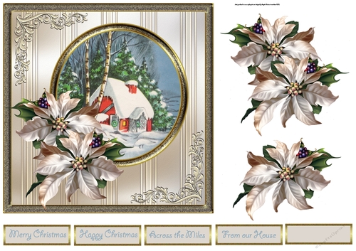 House in the wood 7x7 card with decoupage