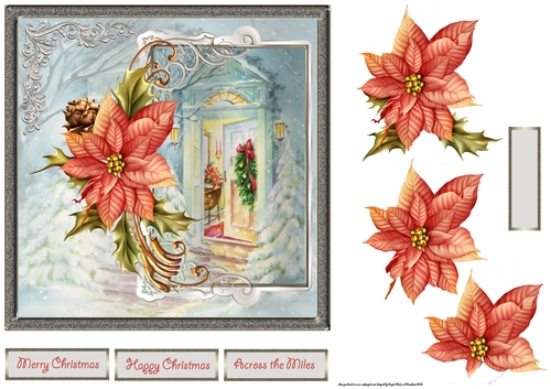 Welcome to our home at Christmas 7x7 card with decoupage