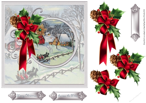 Christmas journey 7x7 card with decoupage