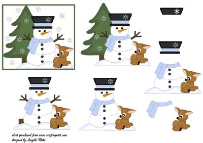 Snowman and Baby Deer