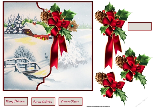 The red house 7x7 card with decoupage