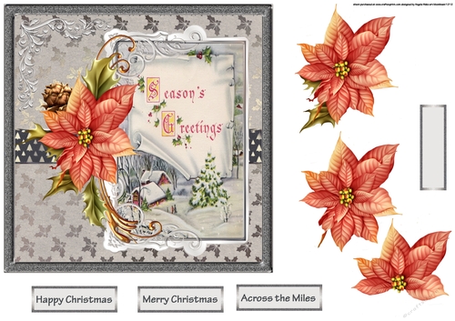 Christmas village 7x7 card with decoupage