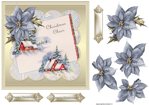 Vintage times and poinsettias 7x7 card