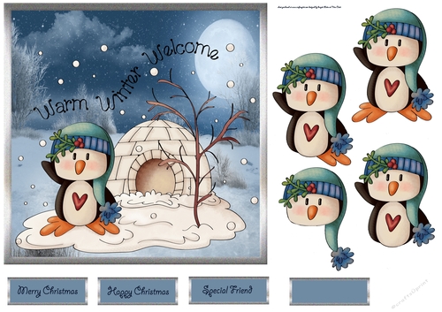 Penguin welcomes you to his home 7x7 card
