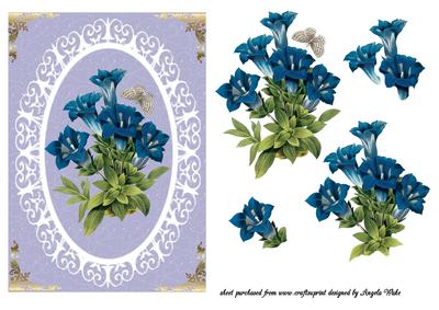 Trumpet Flowers Within a Lace Oval
