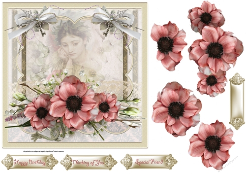 Memories of you 7x7 card with decoupage