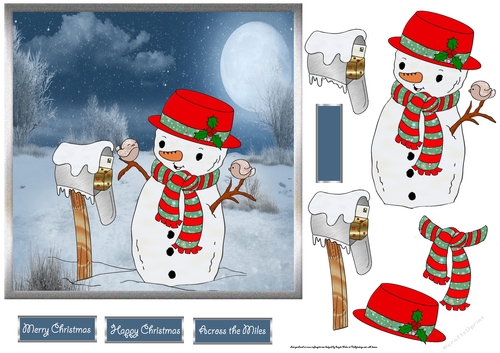 A snowman has mail 7x7 card with decoupage