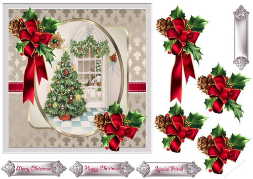 A Christmas tree and window 7x7 card