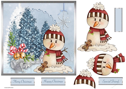 Snowman and his gingerbread man