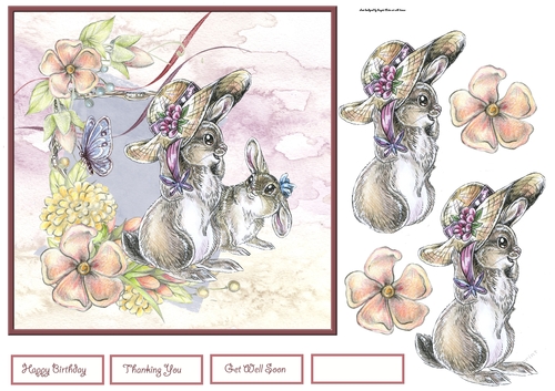 summer day with the rabbits 7x7 card