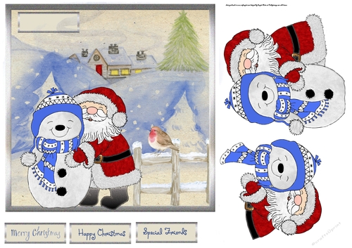 Santa hugs for the snowman