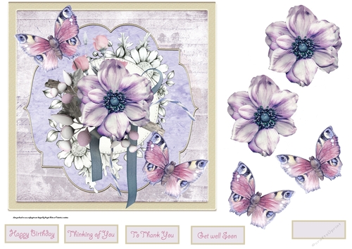 Purple flower and butterfly
